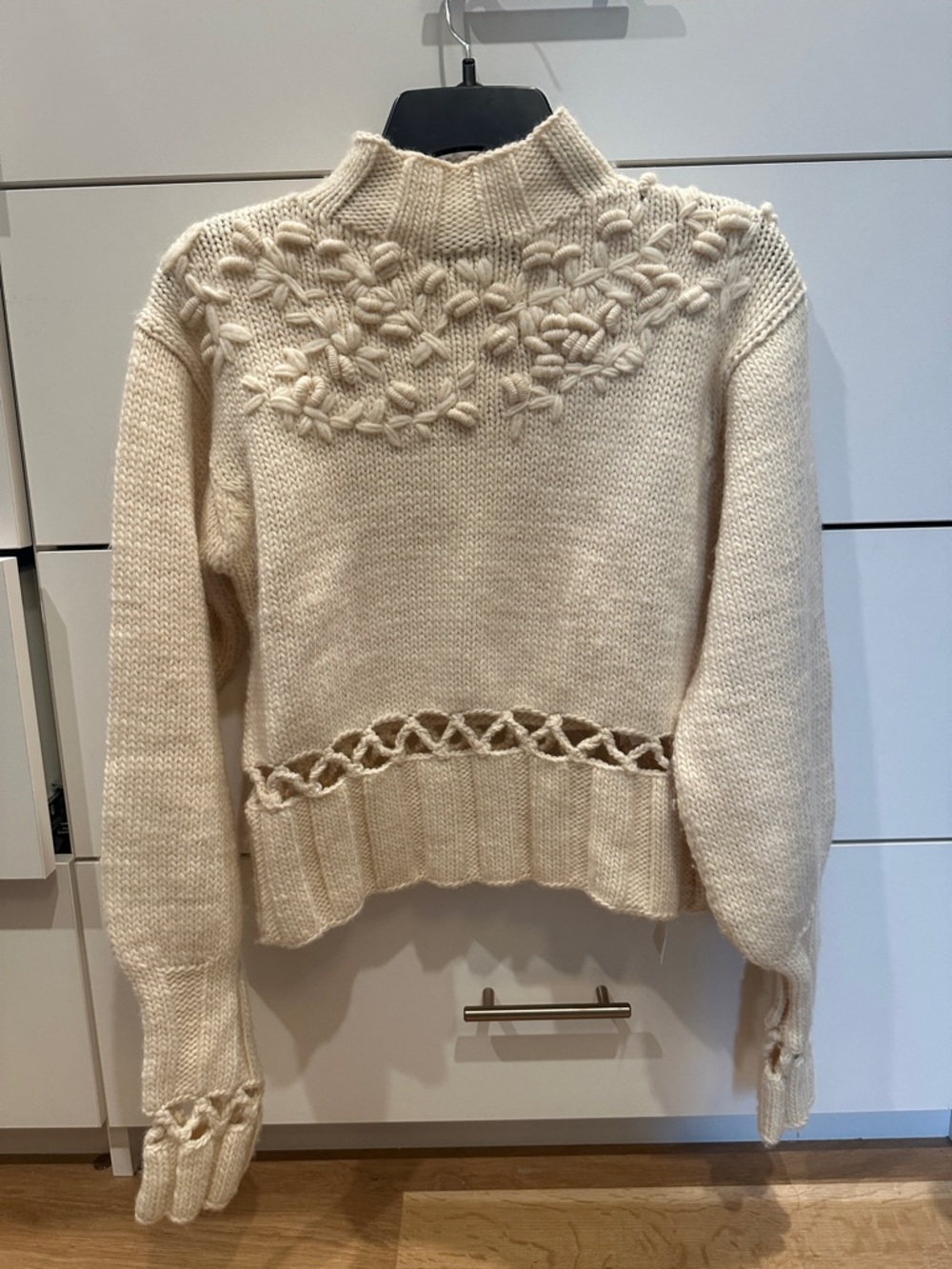 Polo by Ralph Lauren Cream Braided Yoke Turtleneck Sweater
